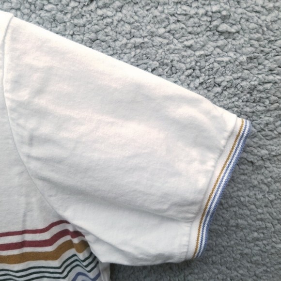 Denim & Flower M Ricky Singh Striped White Short Sleeve Polo 41" 26.5" 7.5" - Picture 4 of 12